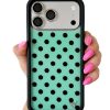 青瓷綠波卡點 Polka Dot Turquoise Black 手機殼