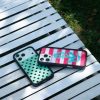 青瓷綠波卡點 Polka Dot Turquoise Black 手機殼