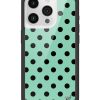 青瓷綠波卡點 Polka Dot Turquoise Black 手機殼