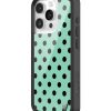 青瓷綠波卡點 Polka Dot Turquoise Black 手機殼