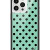 青瓷綠波卡點 Polka Dot Turquoise Black 手機殼