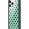 青瓷綠波卡點 Polka Dot Turquoise Black 手機殼