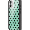 青瓷綠波卡點 Polka Dot Turquoise Black 手機殼
