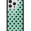 青瓷綠波卡點 Polka Dot Turquoise Black 手機殼