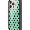 青瓷綠波卡點 Polka Dot Turquoise Black 手機殼
