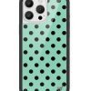 青瓷綠波卡點 Polka Dot Turquoise Black 手機殼