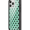 青瓷綠波卡點 Polka Dot Turquoise Black 手機殼