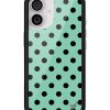 青瓷綠波卡點 Polka Dot Turquoise Black 手機殼
