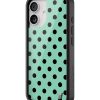 青瓷綠波卡點 Polka Dot Turquoise Black 手機殼