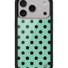 青瓷綠波卡點 Polka Dot Turquoise Black 手機殼