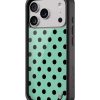 青瓷綠波卡點 Polka Dot Turquoise Black 手機殼