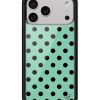 青瓷綠波卡點 Polka Dot Turquoise Black 手機殼