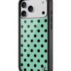 青瓷綠波卡點 Polka Dot Turquoise Black 手機殼