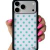 薄荷綠波卡點 Polka Dot White Turquoise 手機殼