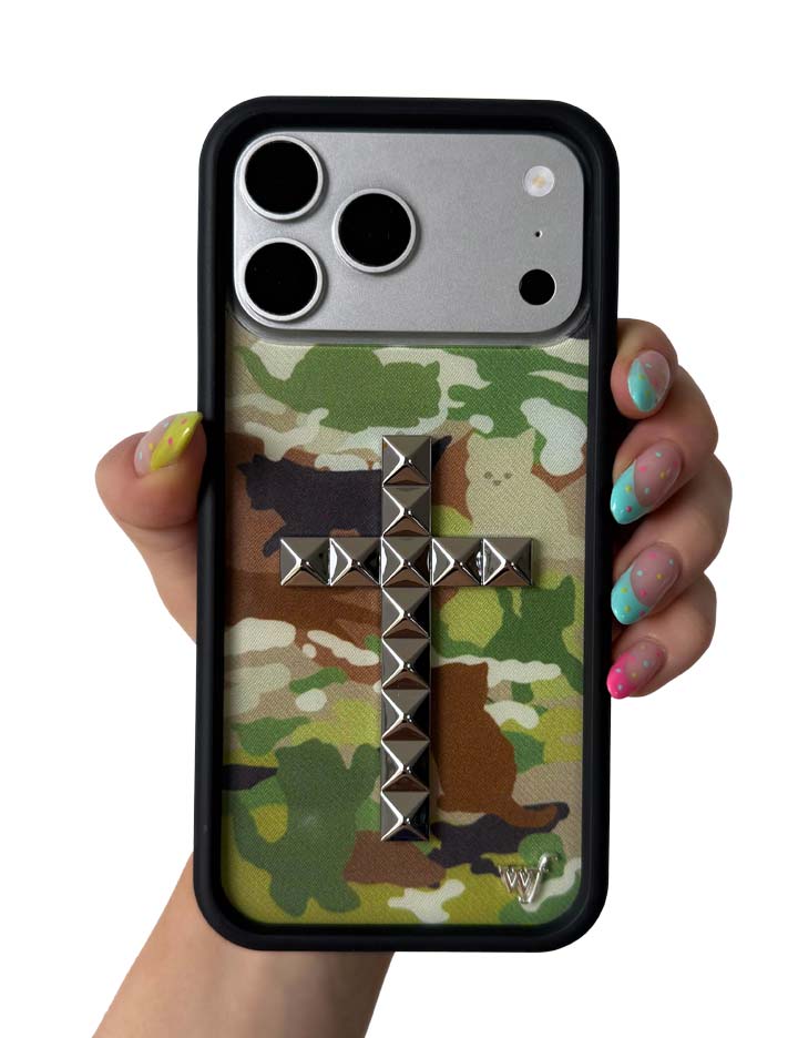 小貓迷彩 十字鉚釘 Stud Cross Cat Camo 手機殼