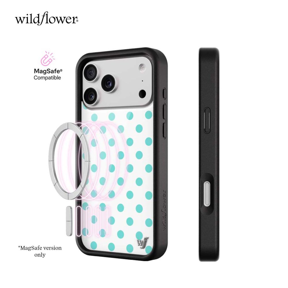 薄荷綠波卡點 Polka Dot White Turquoise 手機殼