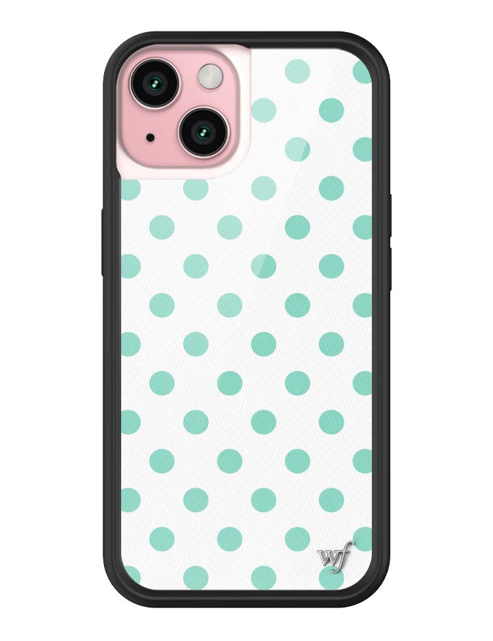 薄荷綠波卡點 Polka Dot White Turquoise 手機殼