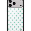 薄荷綠波卡點 Polka Dot White Turquoise 手機殼