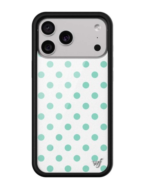 薄荷綠波卡點 Polka Dot White Turquoise 手機殼